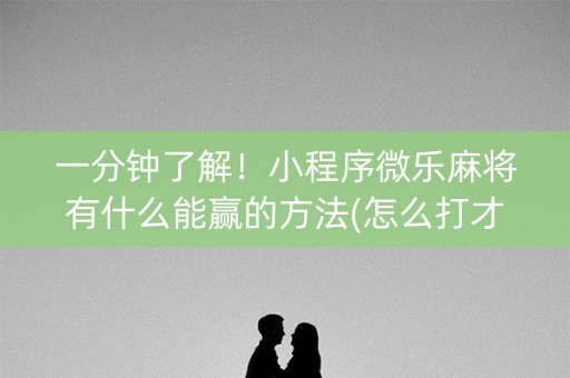 一分钟了解！小程序微乐麻将有什么能赢的方法(怎么打才赢)