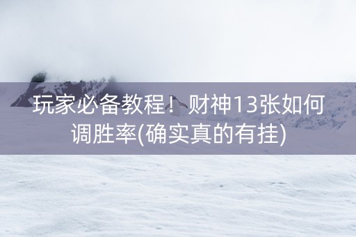 玩家必备教程！财神13张如何调胜率(确实真的有挂)