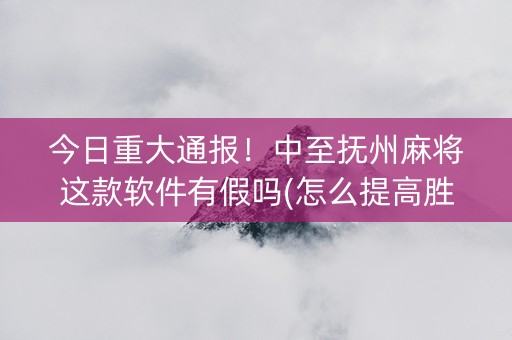 今日重大通报！中至抚州麻将这款软件有假吗(怎么提高胜率)