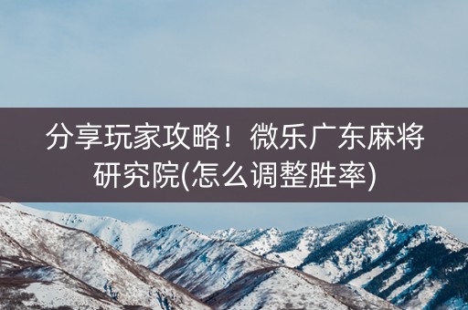 分享玩家攻略！微乐广东麻将研究院(怎么调整胜率)