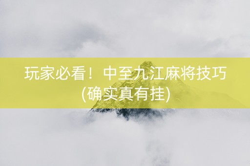 玩家必看！中至九江麻将技巧(确实真有挂)