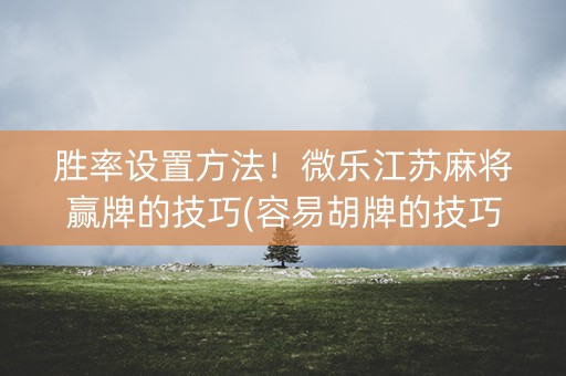 胜率设置方法！微乐江苏麻将赢牌的技巧(容易胡牌的技巧)