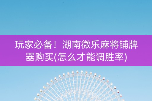 玩家必备！湖南微乐麻将铺牌器购买(怎么才能调胜率)