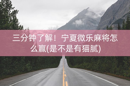 三分钟了解！宁夏微乐麻将怎么赢(是不是有猫腻)