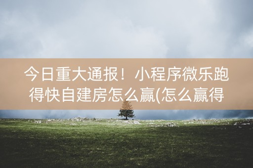 今日重大通报！小程序微乐跑得快自建房怎么赢(怎么赢得多)
