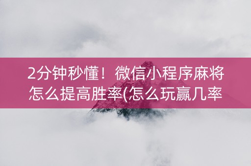 2分钟秒懂！微信小程序麻将怎么提高胜率(怎么玩赢几率大)
