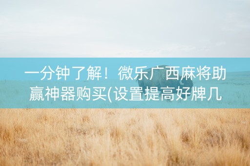 一分钟了解！微乐广西麻将助赢神器购买(设置提高好牌几率)
