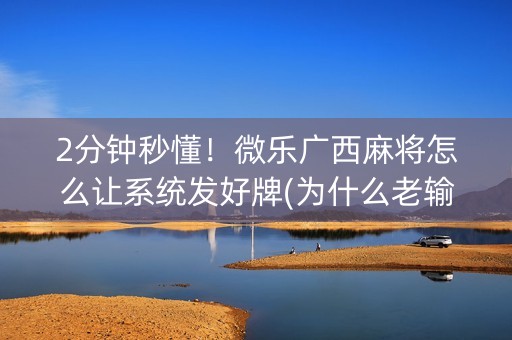 2分钟秒懂！微乐广西麻将怎么让系统发好牌(为什么老输)