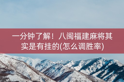 一分钟了解！八闽福建麻将其实是有挂的(怎么调胜率)