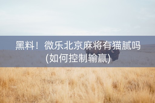 黑料！微乐北京麻将有猫腻吗(如何控制输赢)