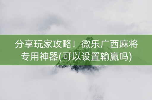 分享玩家攻略！微乐广西麻将专用神器(可以设置输赢吗)