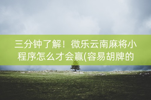 三分钟了解！微乐云南麻将小程序怎么才会赢(容易胡牌的技巧)