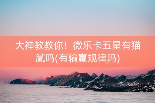 大神教教你！微乐卡五星有猫腻吗(有输赢规律吗)