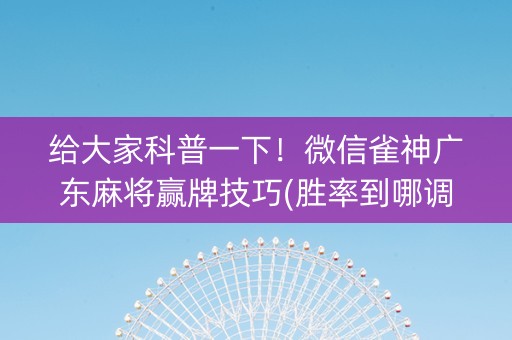 给大家科普一下！微信雀神广东麻将赢牌技巧(胜率到哪调)