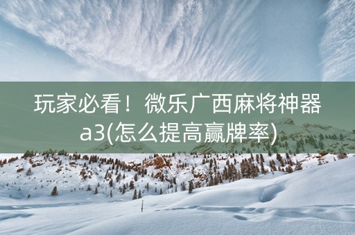 玩家必看！微乐广西麻将神器a3(怎么提高赢牌率)