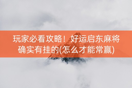 玩家必看攻略！好运启东麻将确实有挂的(怎么才能常赢)