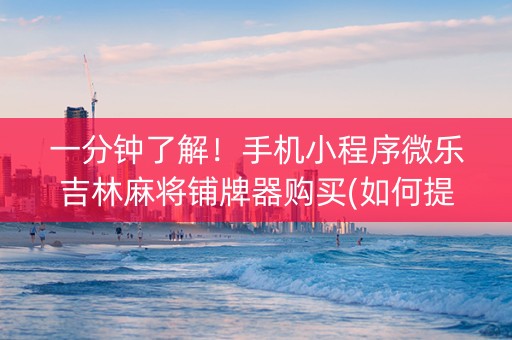 一分钟了解！手机小程序微乐吉林麻将铺牌器购买(如何提高好牌几率)