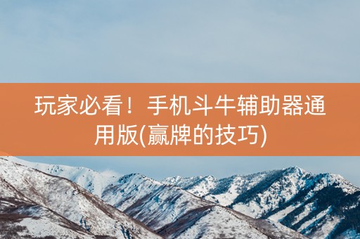 玩家必看！手机斗牛辅助器通用版(赢牌的技巧)