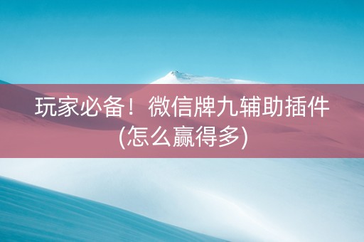 玩家必备！微信牌九辅助插件(怎么赢得多)