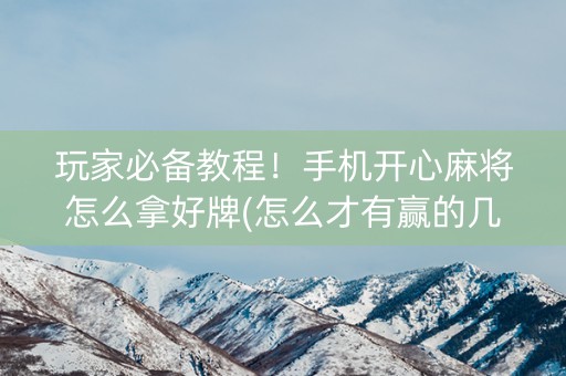 玩家必备教程！手机开心麻将怎么拿好牌(怎么才有赢的几率)