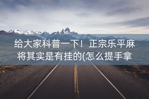 给大家科普一下！正宗乐平麻将其实是有挂的(怎么提手拿好牌)