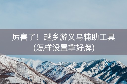 厉害了！越乡游义乌辅助工具(怎样设置拿好牌)