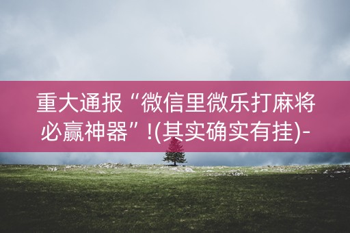 重大通报“微信里微乐打麻将必赢神器”!(其实确实有挂)-知乎