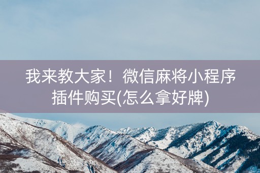 我来教大家！微信麻将小程序插件购买(怎么拿好牌)
