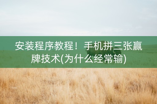 安装程序教程！手机拼三张赢牌技术(为什么经常输)
