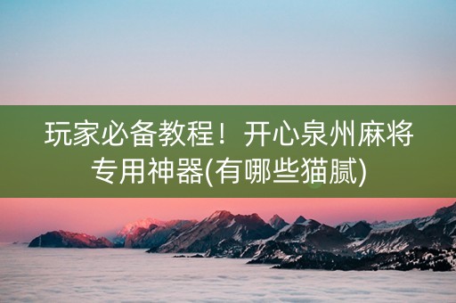 玩家必备教程！开心泉州麻将专用神器(有哪些猫腻)