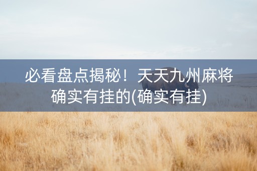 必看盘点揭秘！天天九州麻将确实有挂的(确实有挂)