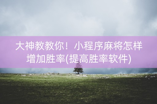 大神教教你！小程序麻将怎样增加胜率(提高胜率软件)
