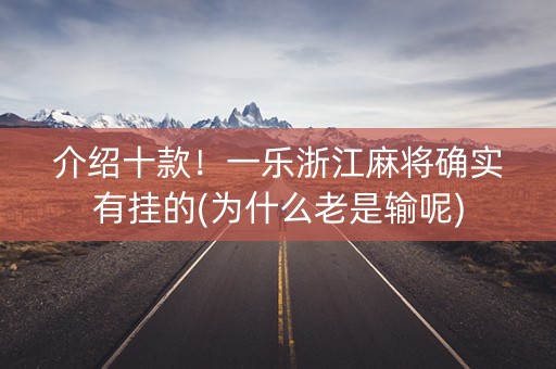 介绍十款！一乐浙江麻将确实有挂的(为什么老是输呢)