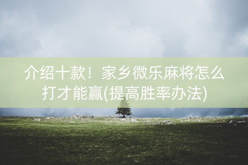 介绍十款！家乡微乐麻将怎么打才能赢(提高胜率办法)
