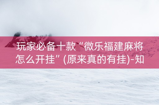 玩家必备十款“微乐福建麻将怎么开挂”(原来真的有挂)-知乎