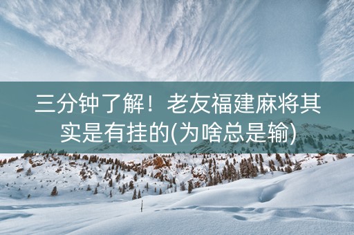 三分钟了解！老友福建麻将其实是有挂的(为啥总是输)