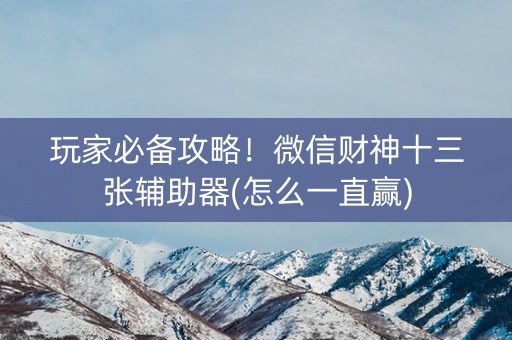 玩家必备攻略！微信财神十三张辅助器(怎么一直赢)
