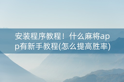 安装程序教程！什么麻将app有新手教程(怎么提高胜率)