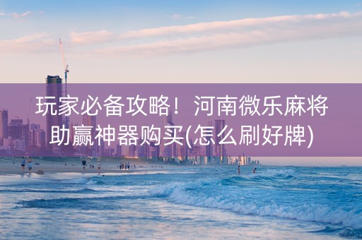 玩家必备攻略！河南微乐麻将助赢神器购买(怎么刷好牌)