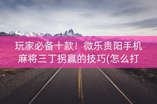 玩家必备十款！微乐贵阳手机麻将三丁拐赢的技巧(怎么打赢的几率大)