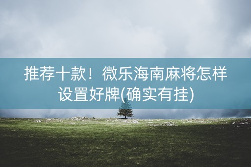 推荐十款！微乐海南麻将怎样设置好牌(确实有挂)