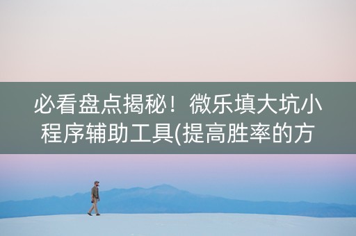 必看盘点揭秘！微乐填大坑小程序辅助工具(提高胜率的方法)