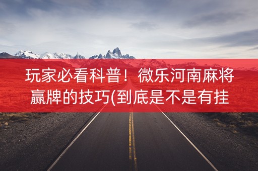 玩家必看科普！微乐河南麻将赢牌的技巧(到底是不是有挂)