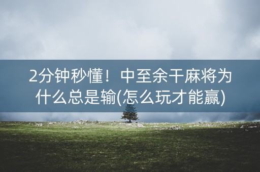 2分钟秒懂！中至余干麻将为什么总是输(怎么玩才能赢)