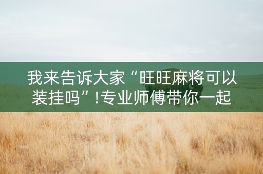 我来告诉大家“旺旺麻将可以装挂吗”!专业师傅带你一起了解（详细教程）-知乎
