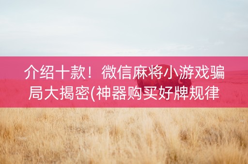 介绍十款！微信麻将小游戏骗局大揭密(神器购买好牌规律)