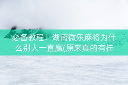 必备教程！湖南微乐麻将为什么别人一直赢(原来真的有挂)