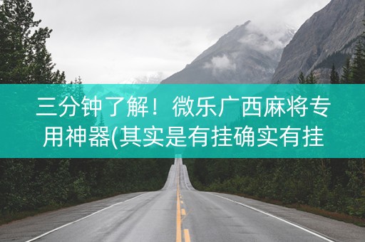 三分钟了解！微乐广西麻将专用神器(其实是有挂确实有挂)