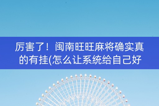 厉害了！闽南旺旺麻将确实真的有挂(怎么让系统给自己好牌)