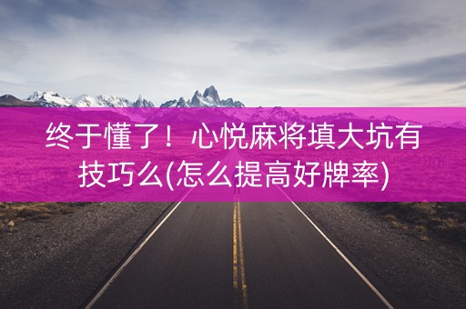 终于懂了！心悦麻将填大坑有技巧么(怎么提高好牌率)